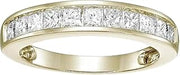 2.50Ct Princess Cut Lab Created Diamond Half Eternity Wedding Band Ring, 14K Yellow Gold Finish, 925 Sterling Silver, Channel Set