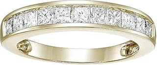 2.50Ct Princess Cut Lab Created Diamond Half Eternity Wedding Band Ring, 14K Yellow Gold Finish, 925 Sterling Silver, Channel Set