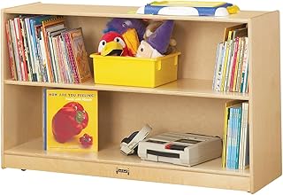 Jonti-Craft 0792JCPW Low Adjustable Mobile Straight-Shelf with Plywood Back - Kids Classroom Shelf