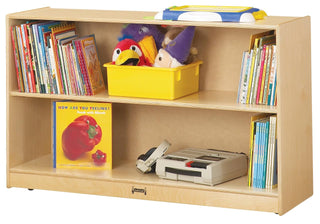 Low Adjustable Mobile Straight-Shelf with Plywood Back - Kids Classroom Shelf by Jonti-Craft – 29.5 inches high x 48 inches wide x 15 inches deep, Wood, Model 0792JCPW