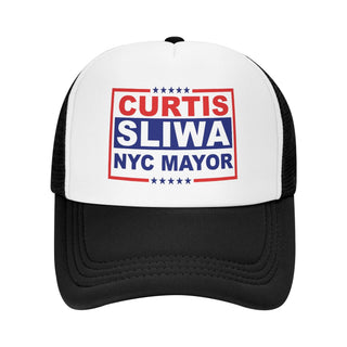 Curtis Sliwa for NYC Mayor Trucker Hat New York City 2026 Election Hats Adjustable Mesh Back Baseball Cap by PPFINE – One Size, Polyester, Black, Model 6455PPHHG
