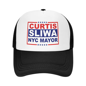 Curtis Sliwa for NYC Mayor Trucker Hat New York City 2026 Election Hats Adjustable Mesh Back Baseball Cap by PPFINE – One Size, Polyester, Black, Model 6455PPHHG