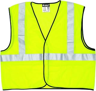 MCR Safety VCL2MLM Class 2 Polyester Mesh Safety Vest with 2-Inch Silver Stripe, Fluorescent Lime, Medium