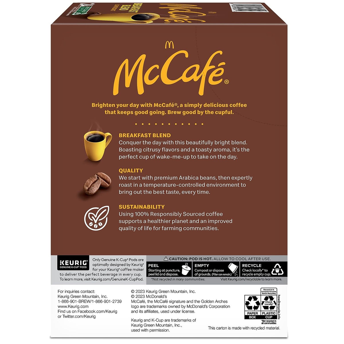 24328029 McCafe Breakfast Blend Coffee K-Cup Pods Light Roast – 24 Count (Pack of 1), coffee, Model 5000358127