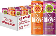 IZZE Thrive Beverage Variety Pack with Magnesium, 24-pack, 8.4 fl oz cans | Orange Mango + Black Cherry Apple, Made with Real Fruit Juice, Non-GMO, No Added Sugars, No Artificial Sweeteners