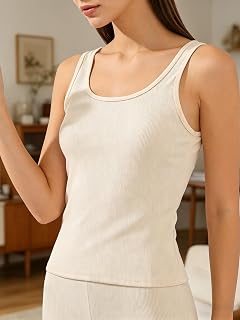 Womens Ribbed Tank Top Scoop Neck Wide Strap Summer Casual Basic Workout Athletic Tank Tops Sleeveless Shirts