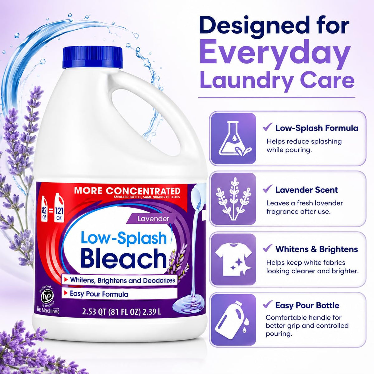 Low Splash Bleach by Generic – 81 Fl Oz (Pack of 1), Model LSB-81-LV