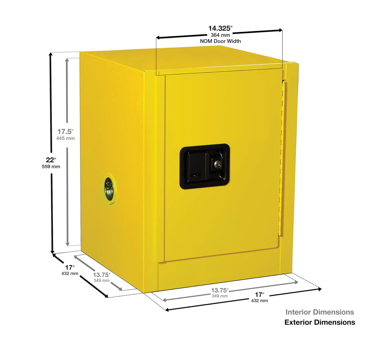 Justrite 4 Gallon / Manual-close / Yellow Cabinets