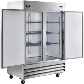 Global Industrial Reach-in Refrigerator with 2 Solid Doors by Nexel – 32.2"L x 54"W x 82.2"H, 47.0 cubic_feet, Stainless Steel, Model CFD-2RR-HC