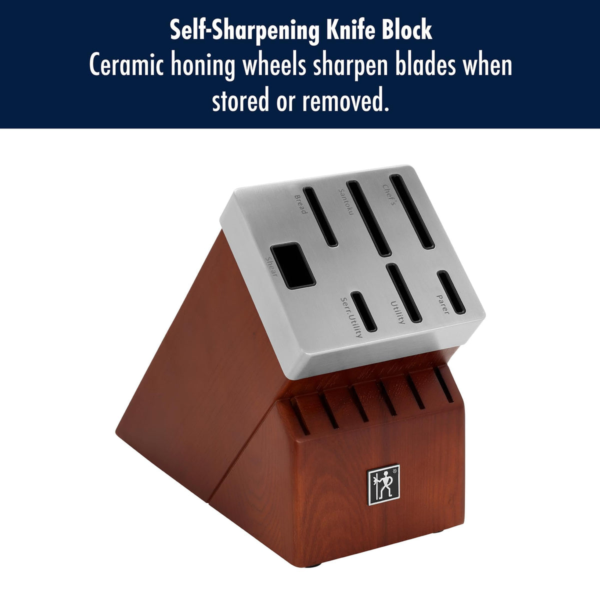 Solution Razor-Sharp 14-pc Self Sharpening Knife Block Set by HENCKELS – 14-pc, Stainless Steel, Brown, Pack of 14, Model 1025358