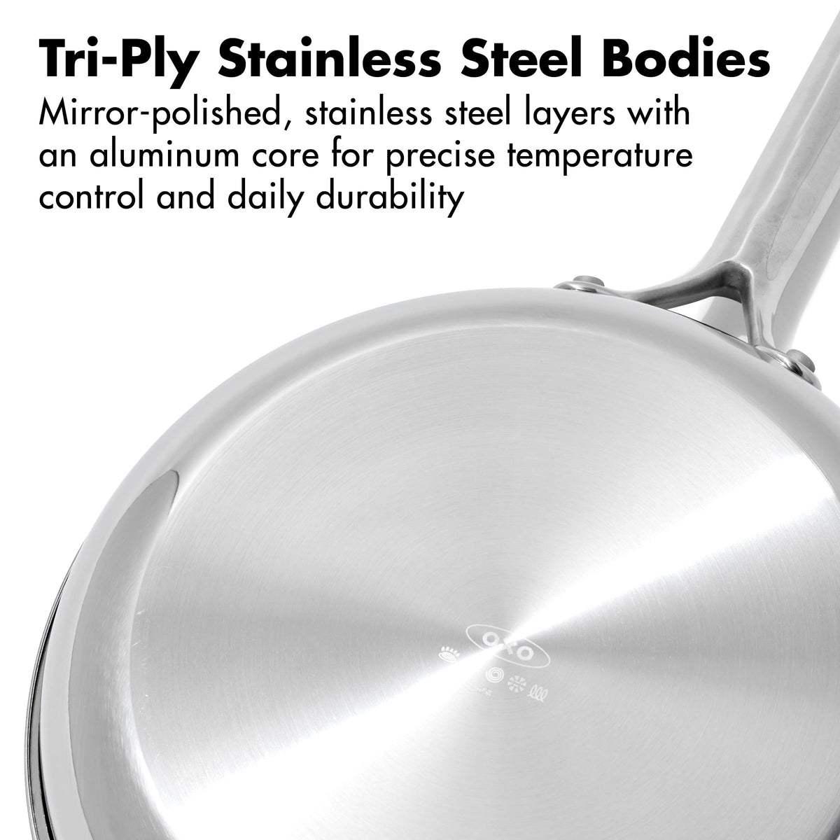 Hybrid 8” Nonstick Stainless Steel Frying Pan by OXO – 8" Frying Pan Skillet, 2.0 cups, Ceramic, Stainless Steel, Model CC010461-001