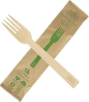 World Centric 6.7" Disposable Bamboo Forks - Wrapped - Case of 750 - FSC® Certified Bamboo - 100% Bio-Based - FO-BB-I