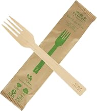 World Centric 6.7" Disposable Bamboo Forks - Wrapped - Case of 750 - FSC® Certified Bamboo - 100% Bio-Based - FO-BB-I