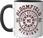 Bloomfield MI | Michigan | Vintage City Apparels Ceramic Mug, Black/White, 11oz