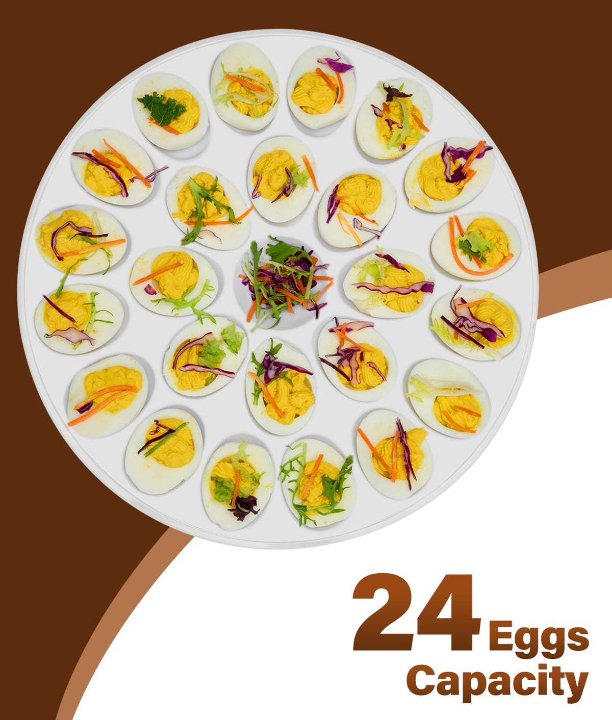 PAHTTO Deviled Egg Tray, 24 Slots Each, Melamine Set of 2, White