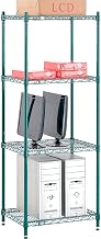 Nexel Poly-Green, 4 Tier, Wire Shelving Starter Unit, 24"W x 14"D x 63"H