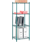 Poly-Green, 4 Tier, Wire Shelving Starter Unit, 24"W x 14"D x 63"H by Nexel – 4, Steel, Green, Model 14246G