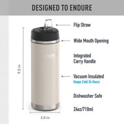ICON SERIES by THERMOS – 24 Ounces, 24.0 fluid_ounces, Stainless Steel, Sandstone, Model IS2212SN4