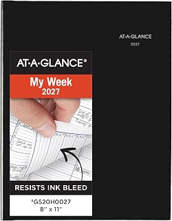 AT-A-GLANCE 2027 Appointment Book Planner, Weekly, 8" x 11", Quarter-Hourly, Hardcover, DayMinder, Black (G520H0027)