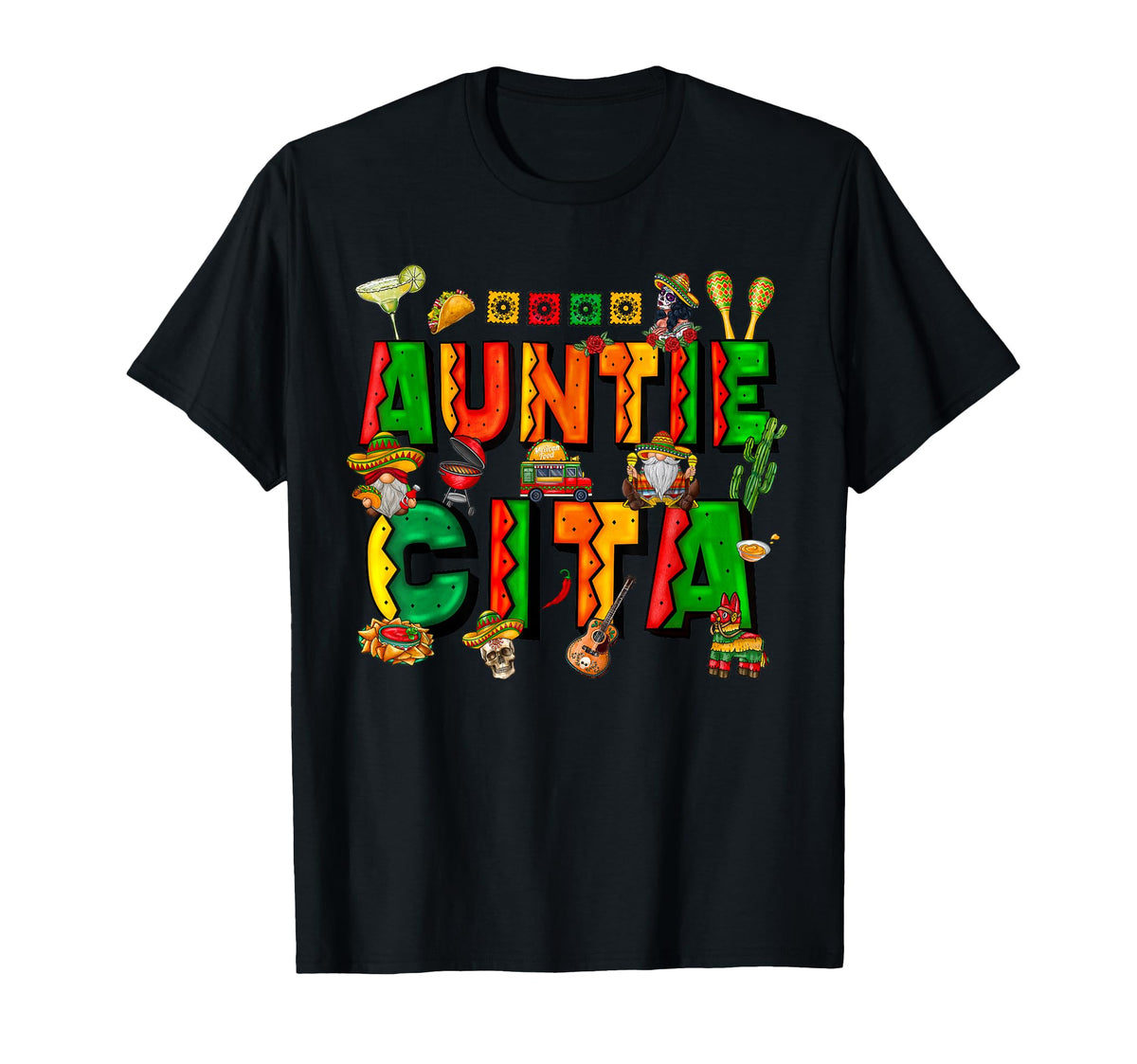 Auntie Cita Cinco de Mayo Fiesta Mexican Family Matching T-Shirt by Cinco de Mayo Fiesta Crew Family Outfit – Black, Model ENXT8GS3NFJ