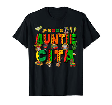 Auntie Cita Cinco de Mayo Fiesta Mexican Family Matching T-Shirt by Cinco de Mayo Fiesta Crew Family Outfit – Black, Model ENXT8GS3NFJ
