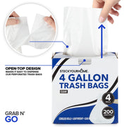 Stock Your Home 50 Count (Pack of 4) / 4 Gallon / Clear Trash Bags