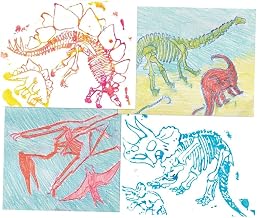 Roylco Dinosaur Rubbing Plates – 6 Pack of Prehistoric Dinosaur Rubbing Art Plates for Kids, Classroom Texture Craft Tools, Fine Motor & Sensory Activities