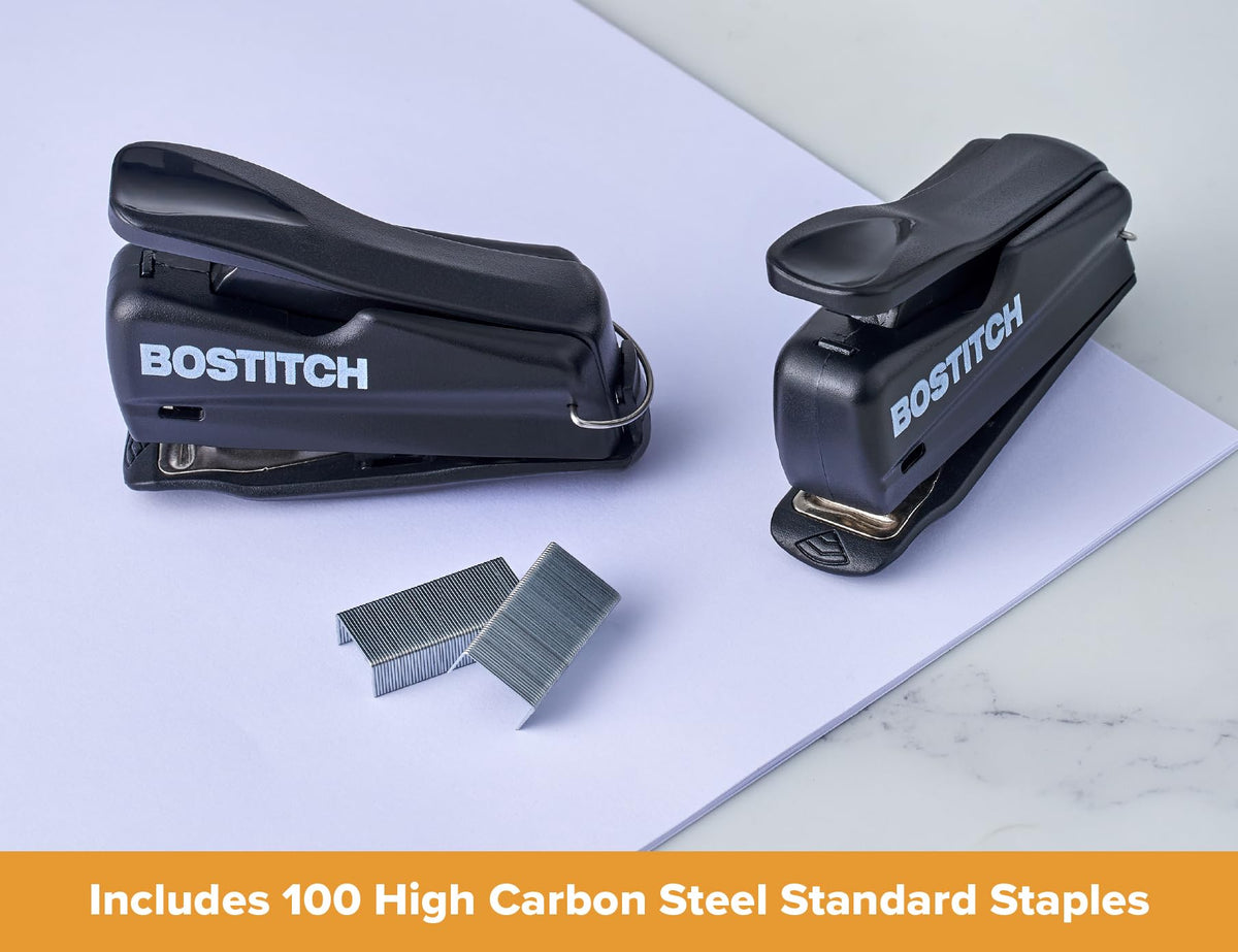 Nano Mini Staplers by Bostitch – 2 Count, Plastic, Black, Pack of 2, Model 1830-2PK