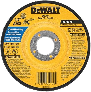 DEWALT DW8414 4-1/2" X 1/4" X 7/8" Stainless Steel Grinding Wheel