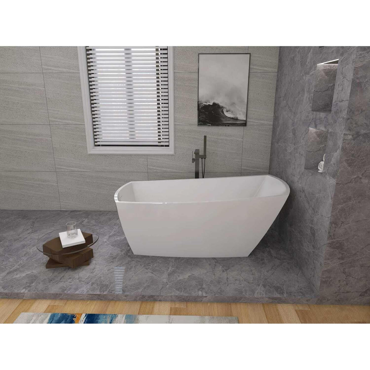 67" Soaking Single Slipper Bathtub - Glossy White/Black by Elegant Kitchen and Bath – Acrylic, White, Model BT21267GW-MBK
