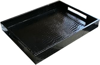 American Atelier Croc Faux Leather Tray, Black