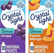 Crystal Light On The Go Drink Mix Variety Pack – Grape & Peach Mango with Caffeine (10 ct Each) (Variety Pack)