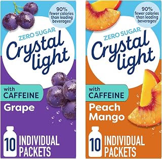 Crystal Light On The Go Drink Mix Variety Pack – Grape & Peach Mango with Caffeine (10 ct Each) (Variety Pack)