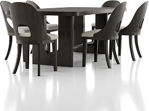 Furniture of America Selyra Modern Solid Wood 7 Piece 80-inch Dining Table Set with Upholstered Chairs, Seats up to 6 for Home, Kitchen, Living Room, Ash Gray