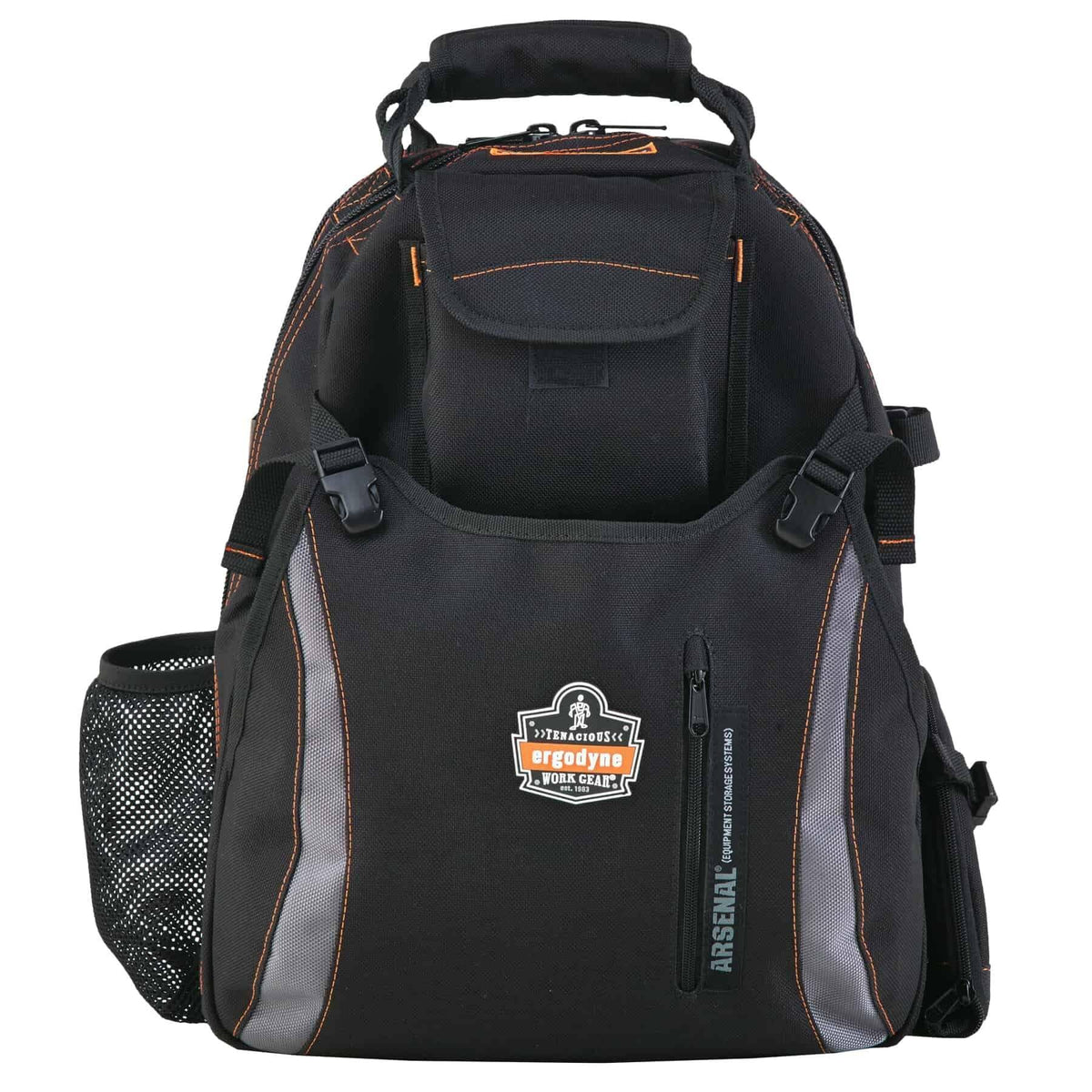 Arsenal 5843 Tool Backpack Dual Compartments by Ergodyne – Standard, Polyester, Black, Model 13743