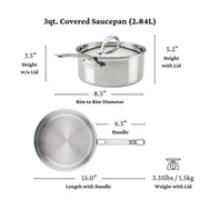 ProBond Luxe 5-Piece Professional Clad Stainless Steel Cookware Set by Hestan – Medium, Stainless Steel, Multicolor, Model 31767