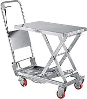Global Industrial 27-1/2" x 17-1/2" Stainless Steel Mobile Scissor Lift Table, 400 Lb. Cap.