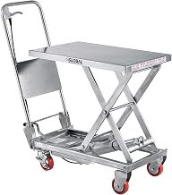 Global Industrial 27-1/2" x 17-1/2" Stainless Steel Mobile Scissor Lift Table, 400 Lb. Cap.