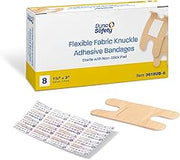 Dynarex Sterile Adhesive Fabric Bandages – 1.5" x 3" Flexible Wound Dressing for Knuckle Minor Cuts, Breathable Material, Secure Fit with Non-Stick Pad, Box of 8 Bandages