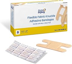 Dynarex Sterile Adhesive Fabric Bandages – 1.5" x 3" Flexible Wound Dressing for Knuckle Minor Cuts, Breathable Material, Secure Fit with Non-Stick Pad, Box of 8 Bandages
