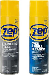 Zep Stainless Steel Cleaner Polish 14oz & Oven Grill Cleaner 19oz