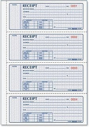 Rediform Money Receipt Book, Manifold Cover, Carbonless Triplicate Forms, 11" x 8", 100 Numbered Sets (8L808)
