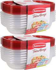 Rubbermaid Take Alongs Food Storage Container, 4-Cup Rectangle, Set of 12, (12 Pack), Red