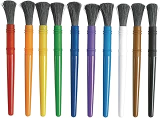 Colorations Plastic Handle Chubby Paint Brushes with Nylon Bristles,10 Pcs