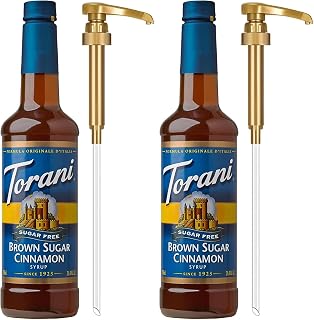 Torani Sugar Free Coffee Syrup, Brown Sugar Cinnamon Flavored Syrup for Drinks, Zero Calorie, Pump Included, 25.4 Fl Oz (Pack of 2)