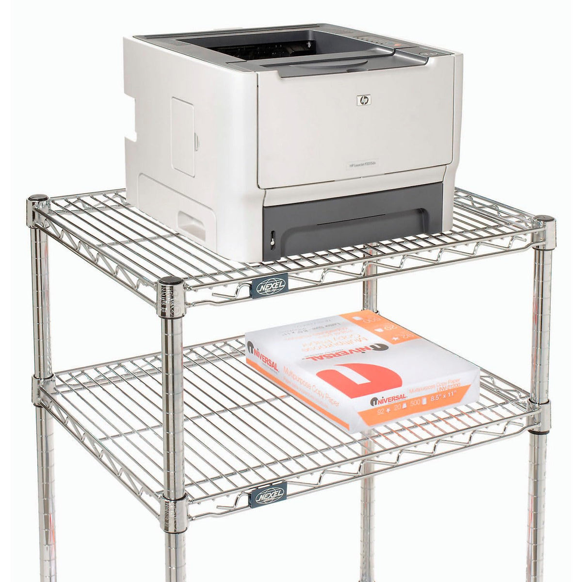 Chrome Wire Shelf Mobile Printer Stand by Nexel – 18"L x 24"W x 39"H, Steel, Chrome, Model 250117A