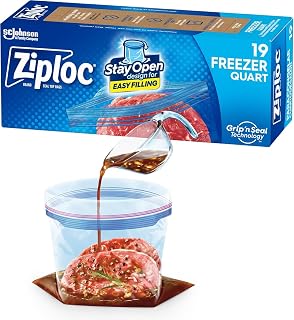 Ziploc Bag Freezer Quart, 19 Count Boxes (Pack of 12)