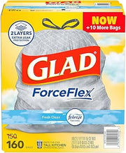 Glad ForceFlex Tall Kitchen Drawstring Trash Bags - Fresh Clean with Febreze, 160 ct./13 gal.