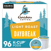Caribou, Daybreak Morning Blend, Single-Serve Keurig K-Cup Pods, Light Roast Coffee, 96 Count (4 Boxes of 24 Pods) by Caribou Coffee – 1 Count (Pack of 96), Model 5000203112-96