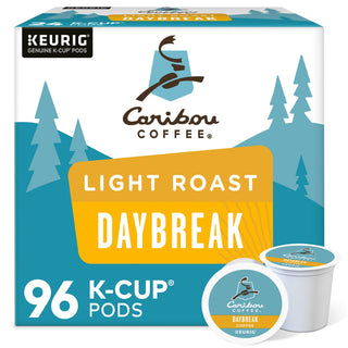 Caribou, Daybreak Morning Blend, Single-Serve Keurig K-Cup Pods, Light Roast Coffee, 96 Count (4 Boxes of 24 Pods) by Caribou Coffee – 1 Count (Pack of 96), Model 5000203112-96